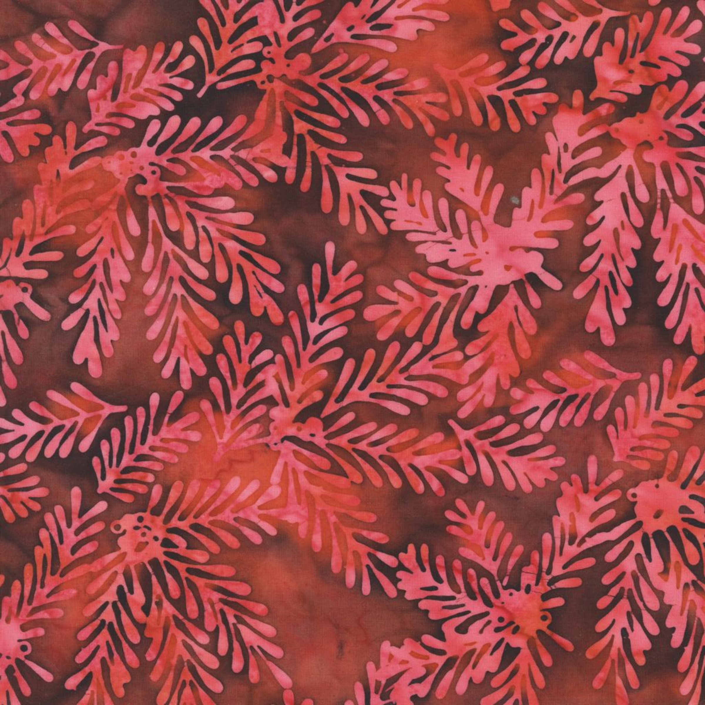 Pattern of pink leaves on a brown background