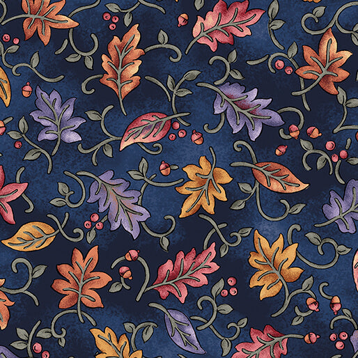 Autumn Breeze - Dancing Leaves Navy