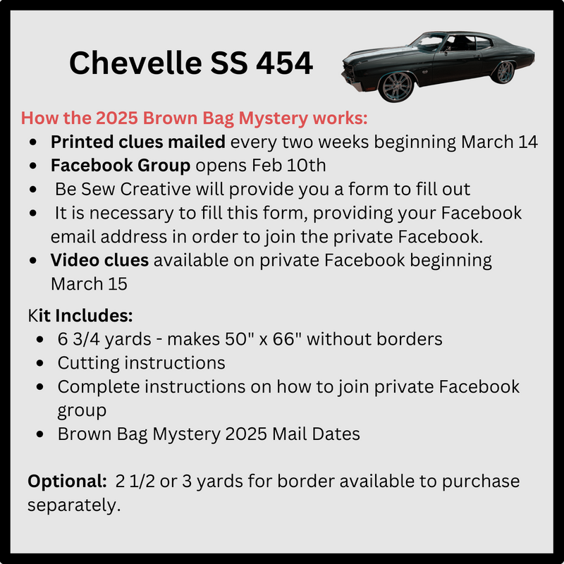 2025 Brown Bag Mystery - Chevelle SS 454 Quilt Kit