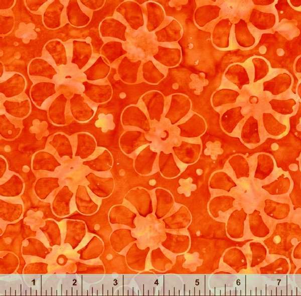 CORAL REEF Flower, Orange Batik