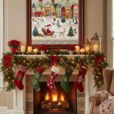 Nordic Holiday Village -  Santa Scenic Panel 36" 3615P-44 Cream Multi