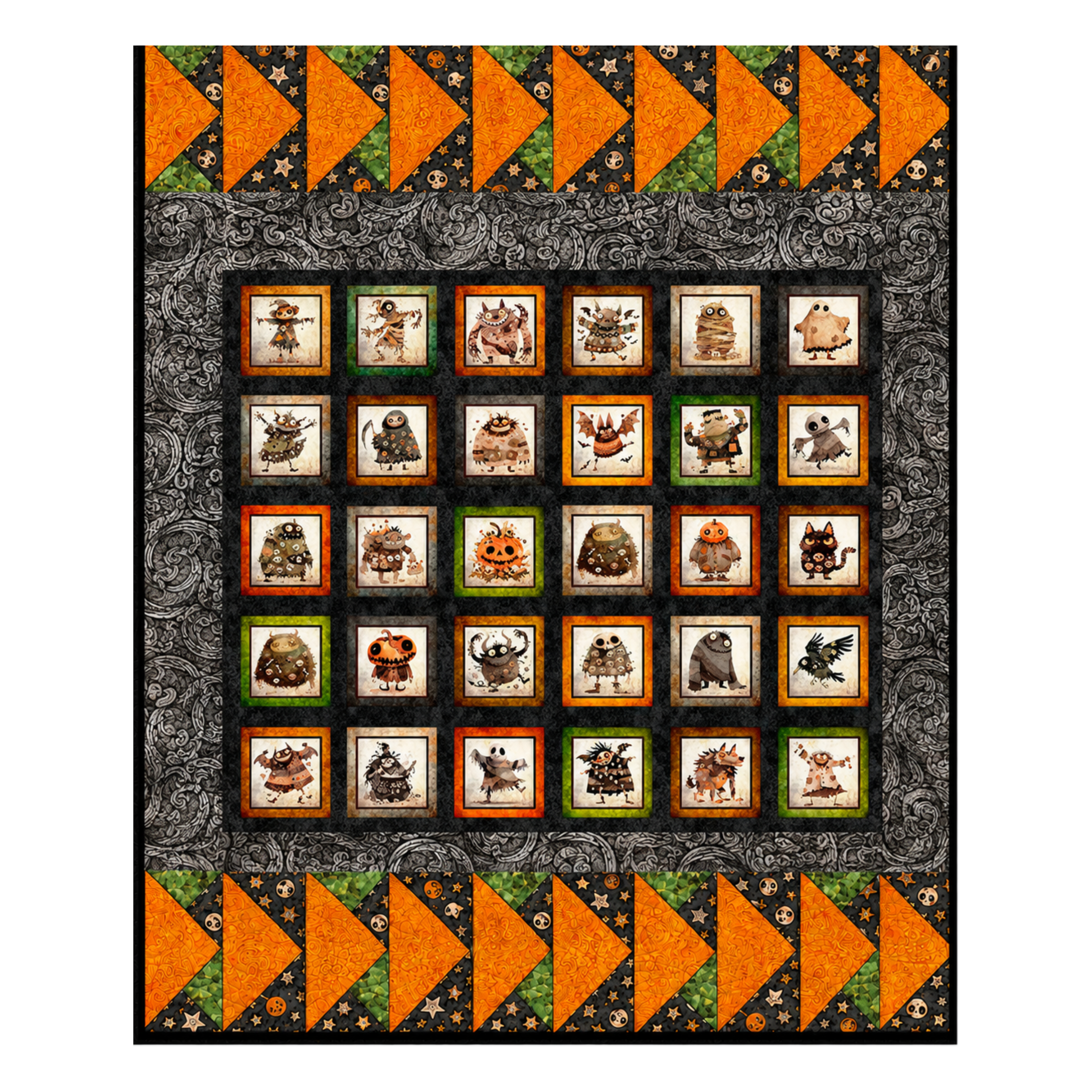 Mock up of A Haunting We Will Go Quilt.  Created by AI