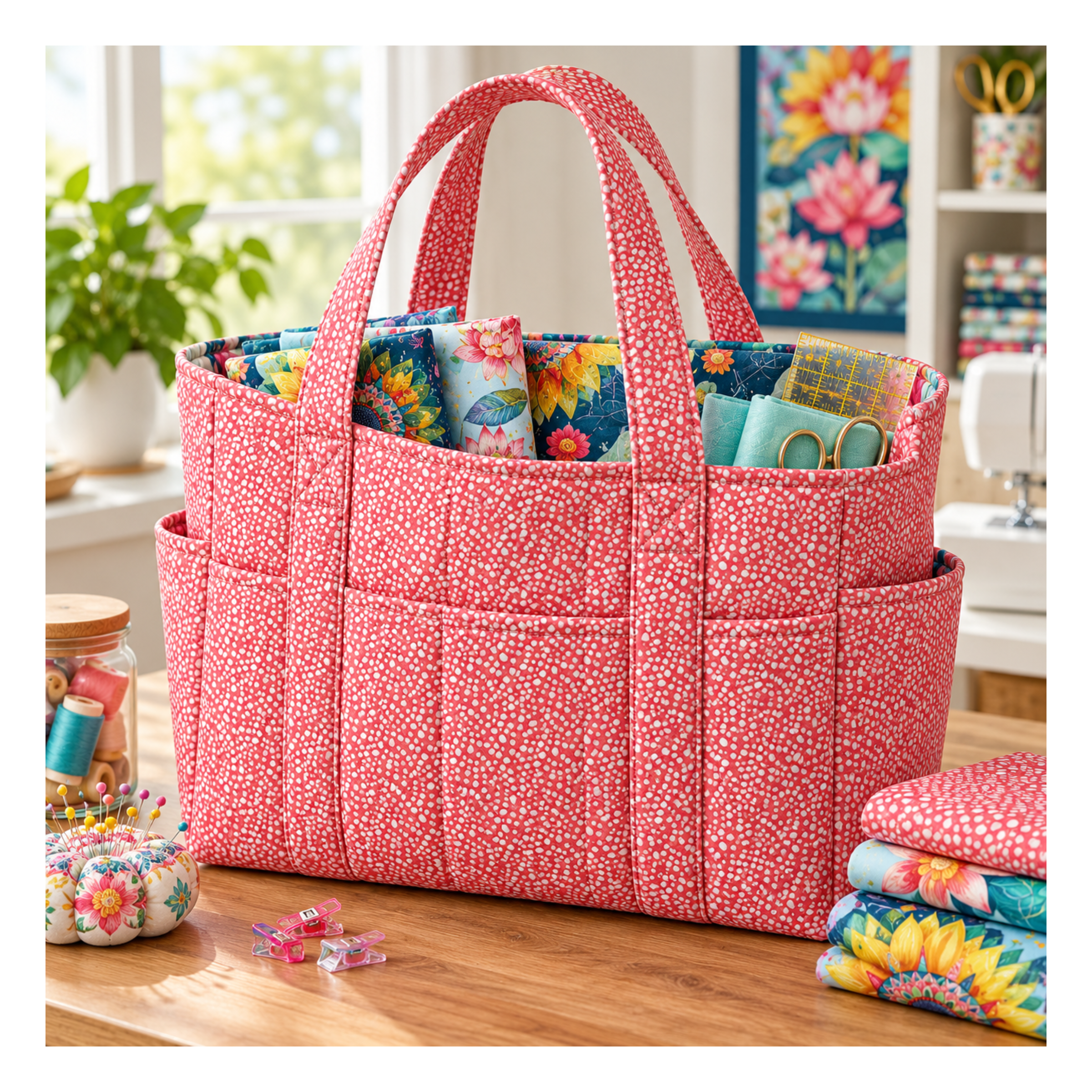 Botanic Symphony Dots Texture 4980-22 Salmon Tote