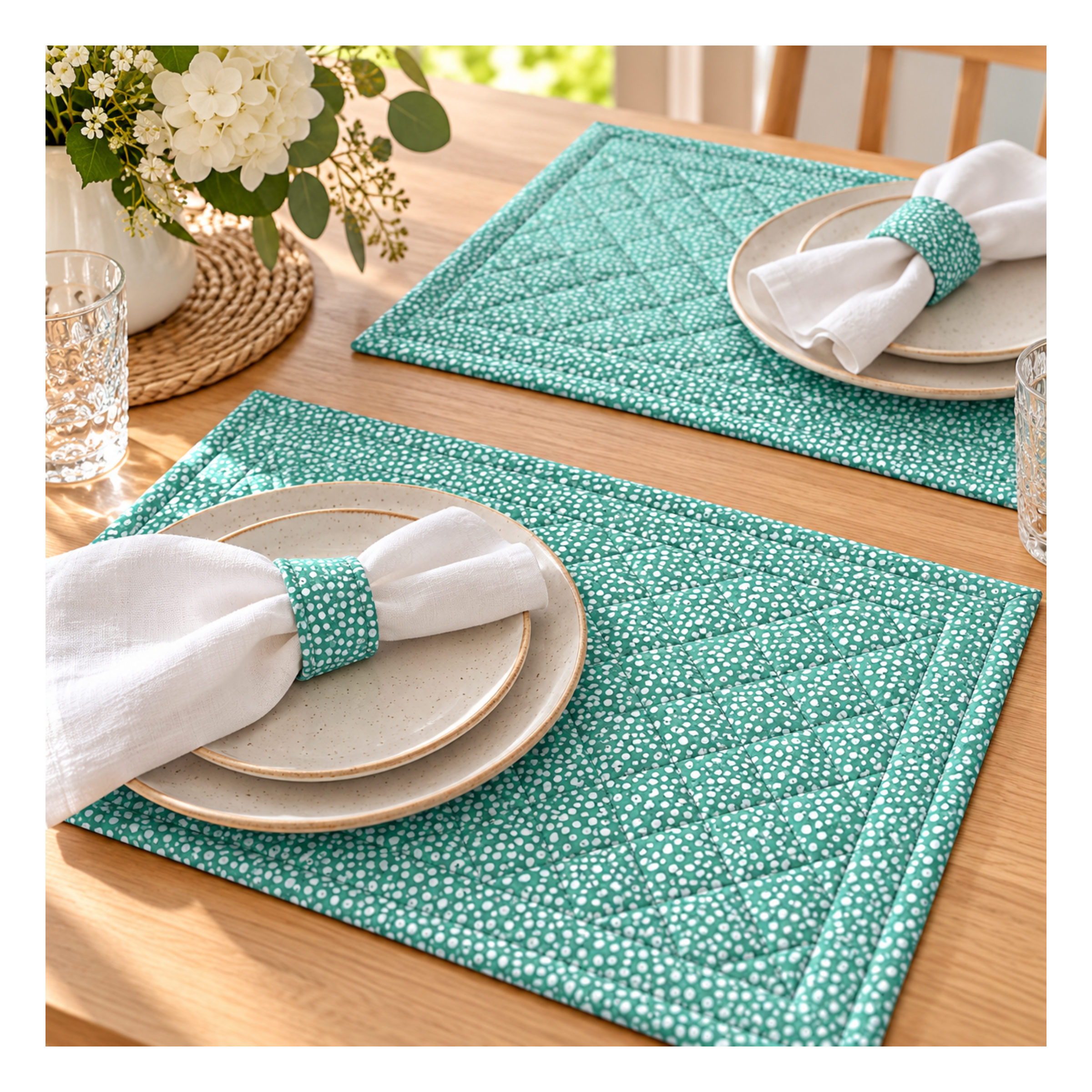 Botanic Symphony Dots Texture 4980-68 Emerald Place Mats