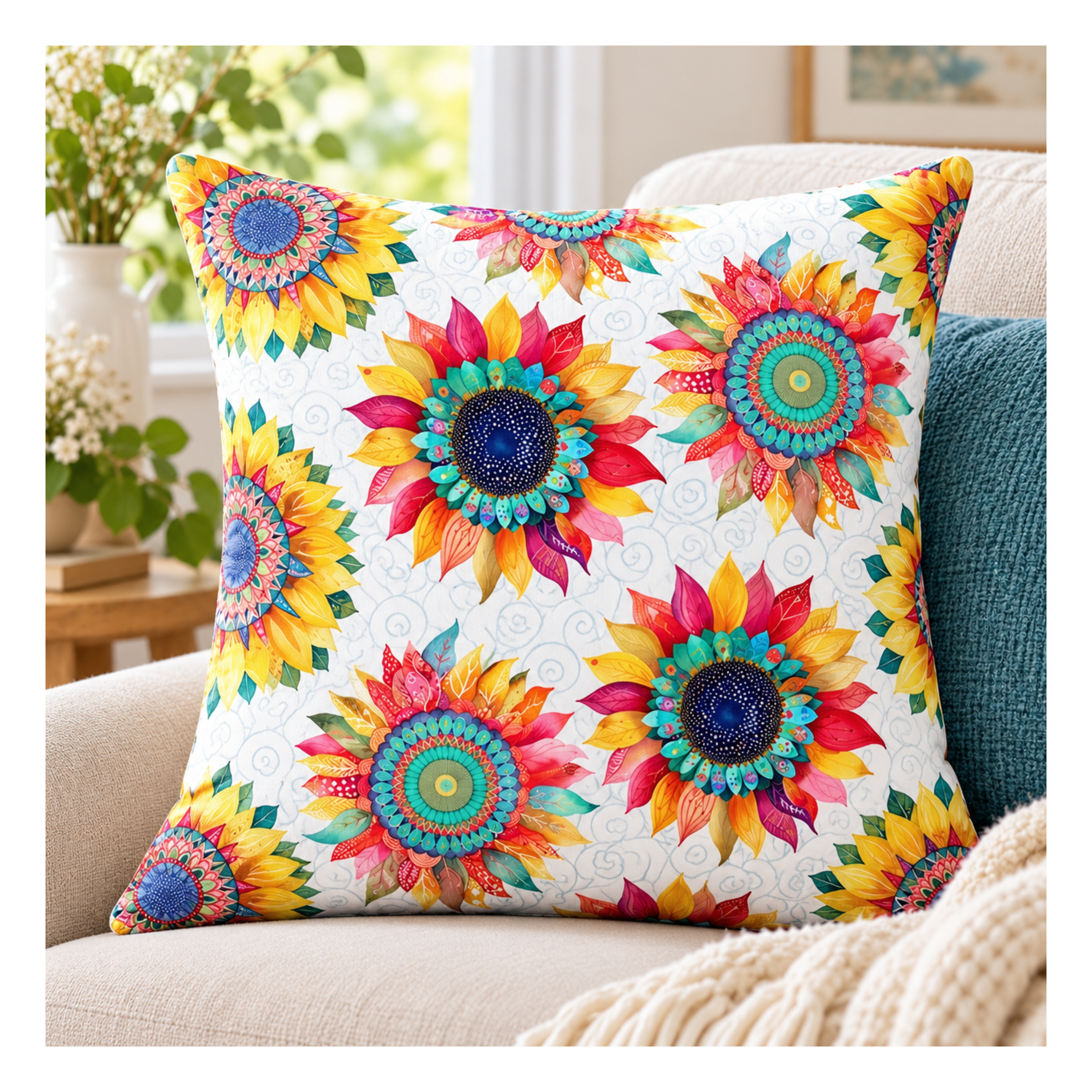 Botanic Symphony  Sunflowers Toss 4974-108 Multi  Pillow