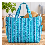 Botanic Symphony  Vine Stripe 4977-73 Teal Bag Sample