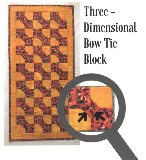 Bow Tie Block Tablerunner  Pattern and Fabric Kit