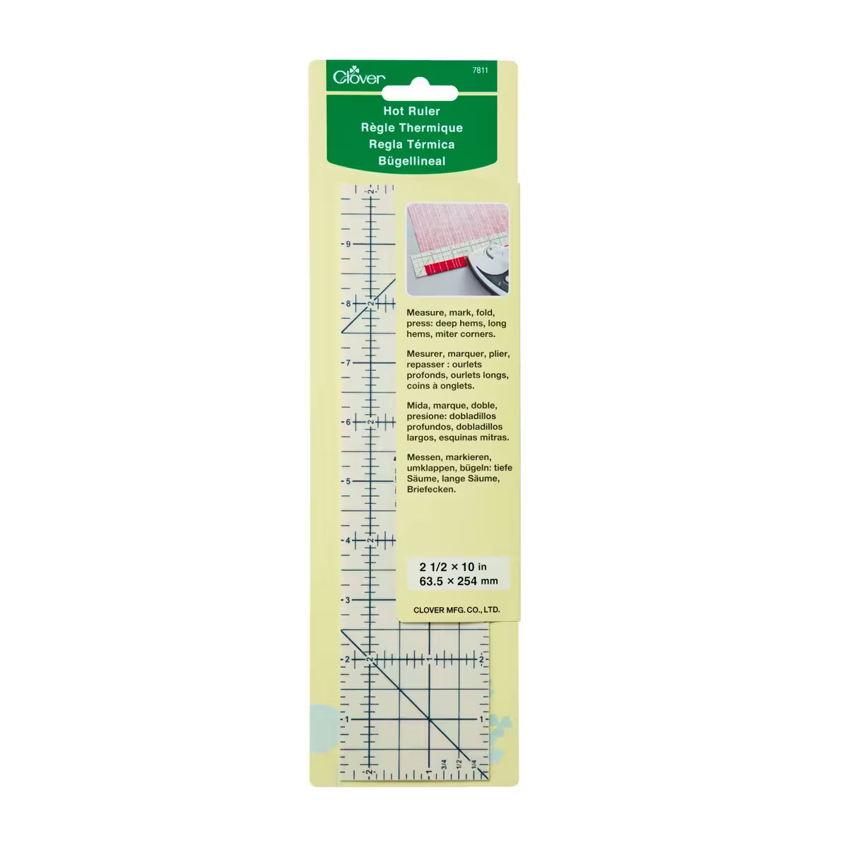Clover hot ruler packaging with ruler illustration on a white background