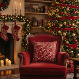 Nordic Holiday Village Floral Vines 3610-88 Red Cream