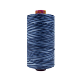 Spool of Fruitti Blue Night FT4-24 12wt variegated Egyptian cotton thread featuring deep navy and midnight blue tones with subtle variegation.