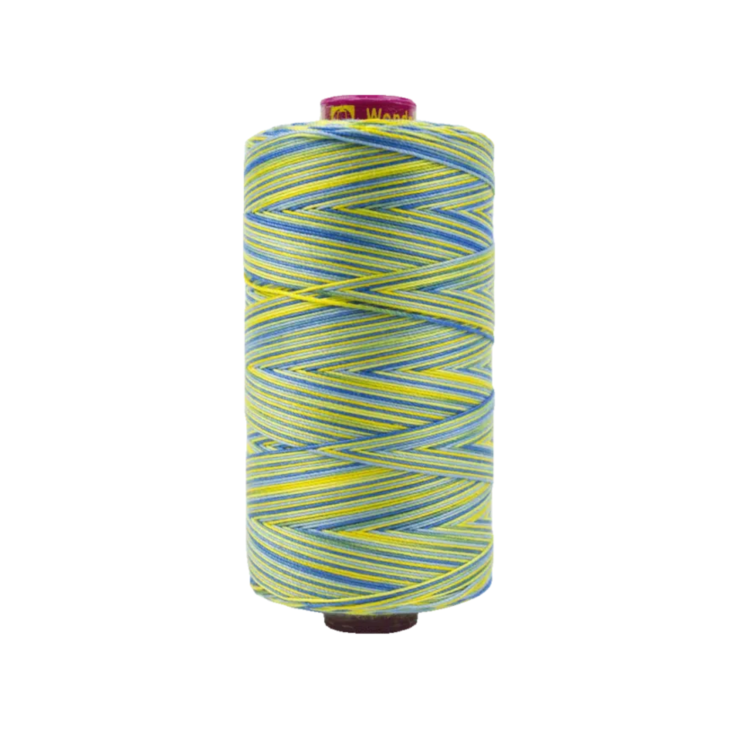 Spool of Fruitti Bright Day FT4-02 12wt variegated Egyptian cotton thread featuring bright warm yellow tones with soft sunlit variation.