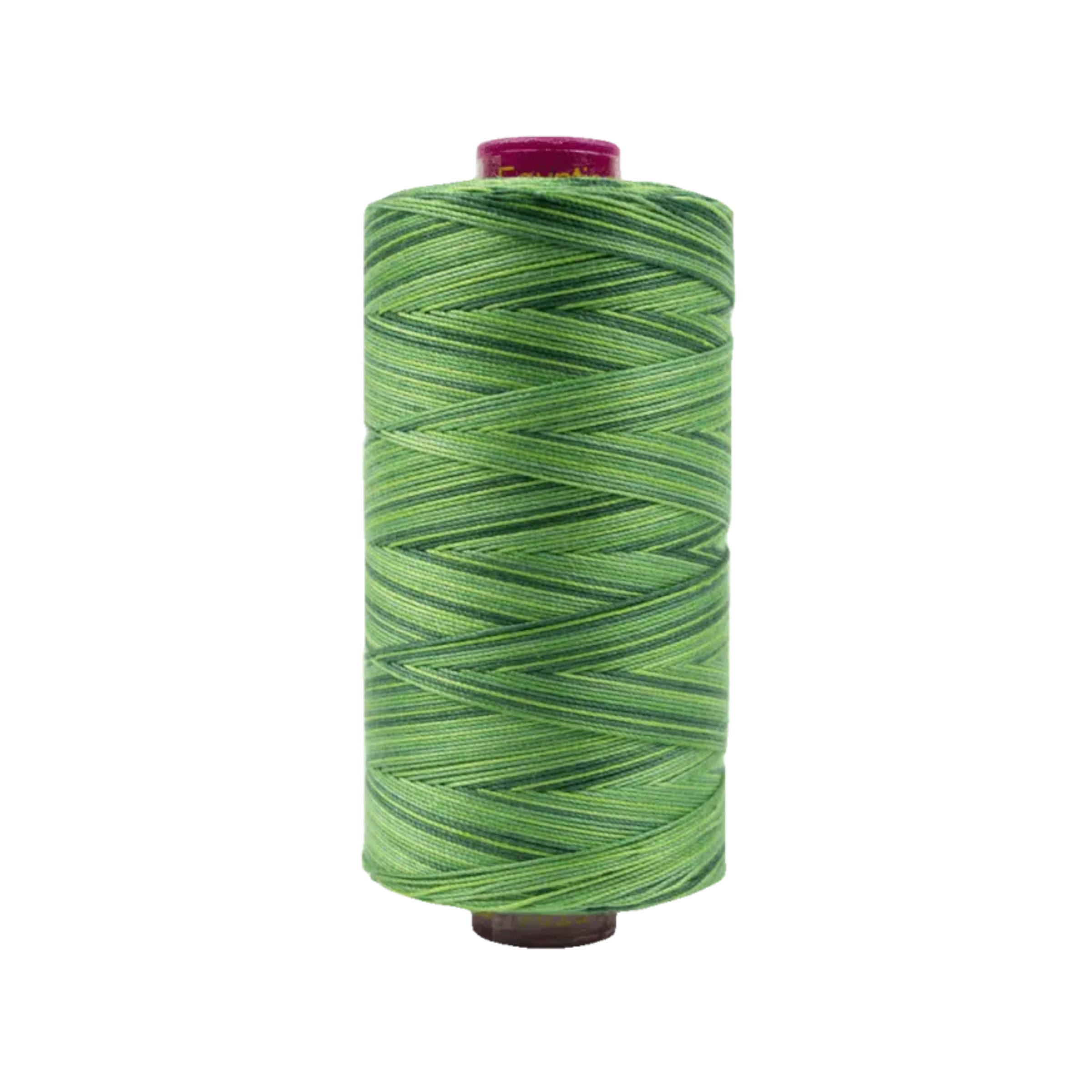 Spool of Fruitti Evergreen FT4-31 12wt variegated Egyptian cotton thread featuring deep evergreen green tones with subtle natural variation.