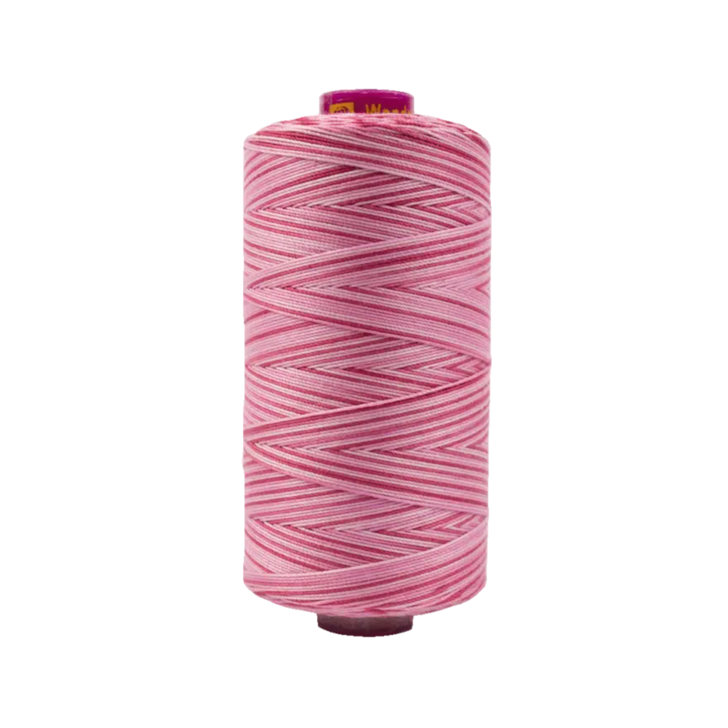 Spool of Fruitti Hibiscus FT4-13 12wt variegated Egyptian cotton thread featuring vibrant hibiscus pink and coral tones with soft color variation.