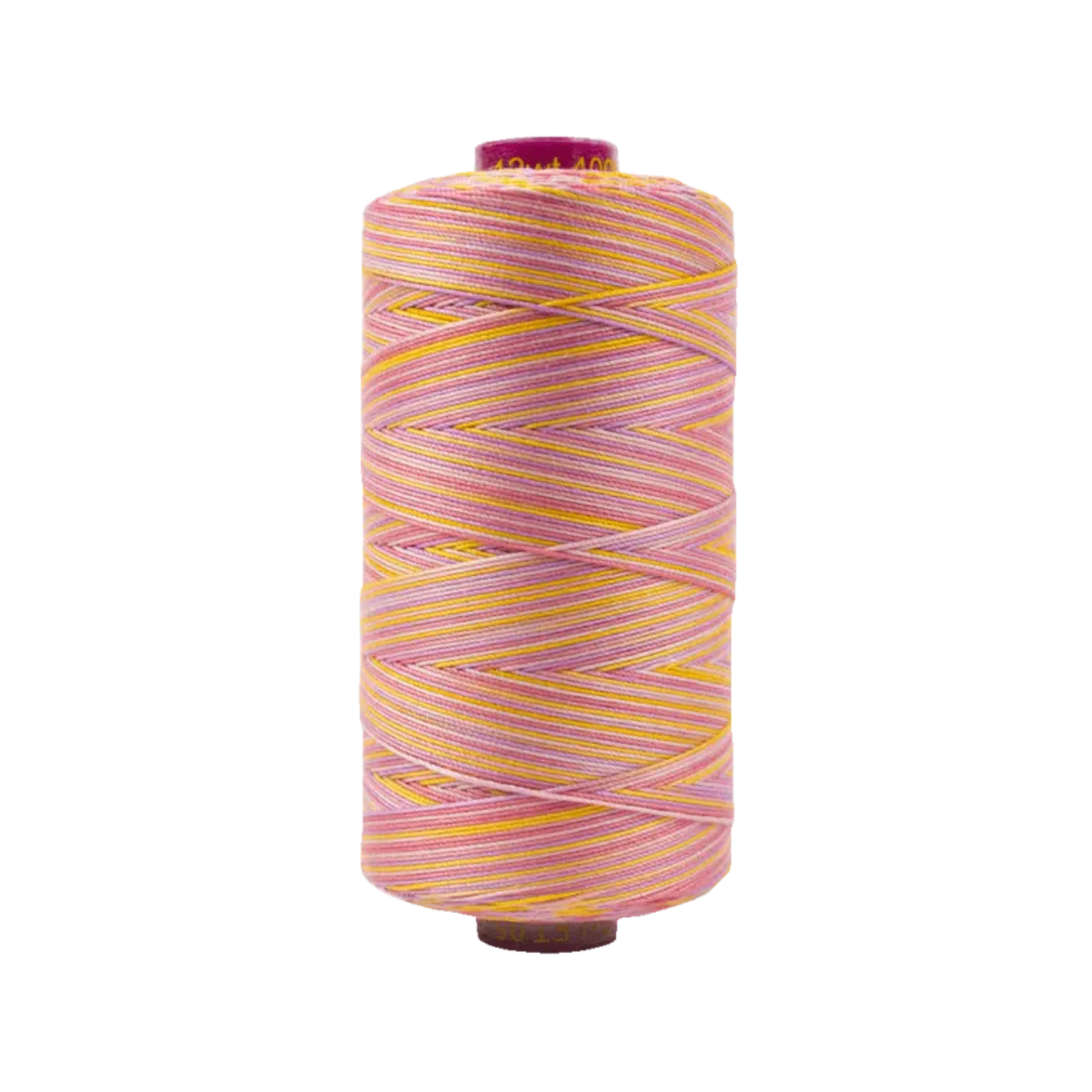 Spool of Fruitti Pansy FT4-05 12wt variegated Egyptian cotton thread featuring soft purple and lavender tones with subtle variegation.