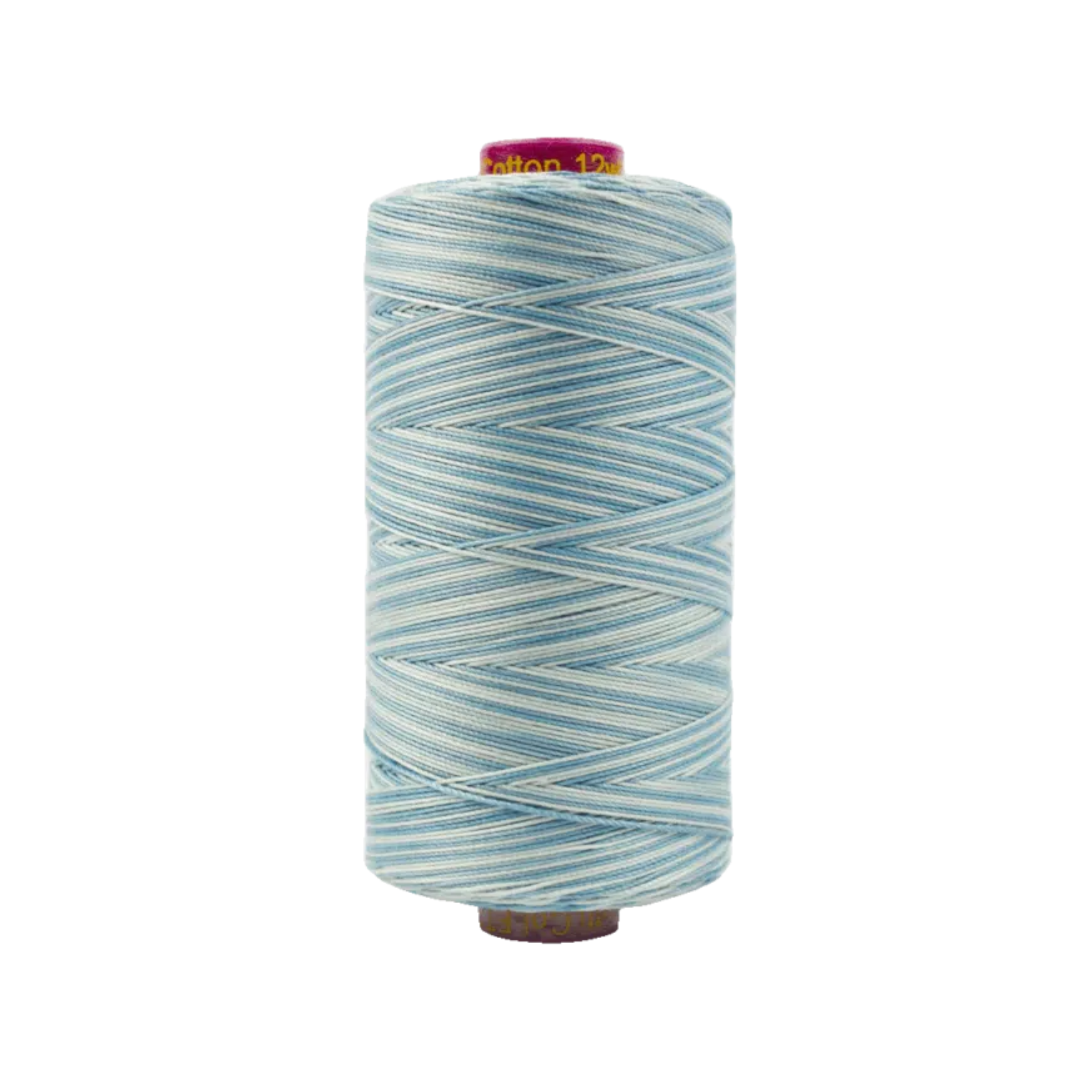 Spool of Fruitti Sage FT4-27 12wt variegated Egyptian cotton thread featuring soft sage green tones with subtle variegated shading.