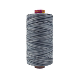 Spool of Fruitti Slate FT4-40 12wt variegated Egyptian cotton thread featuring cool slate gray tones with subtle blue-gray variation.