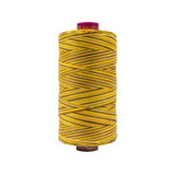 Spool of Fruitti Sunflower FT4-06 12wt variegated Egyptian cotton thread featuring bright golden yellow and warm sunflower tones with soft color variation.