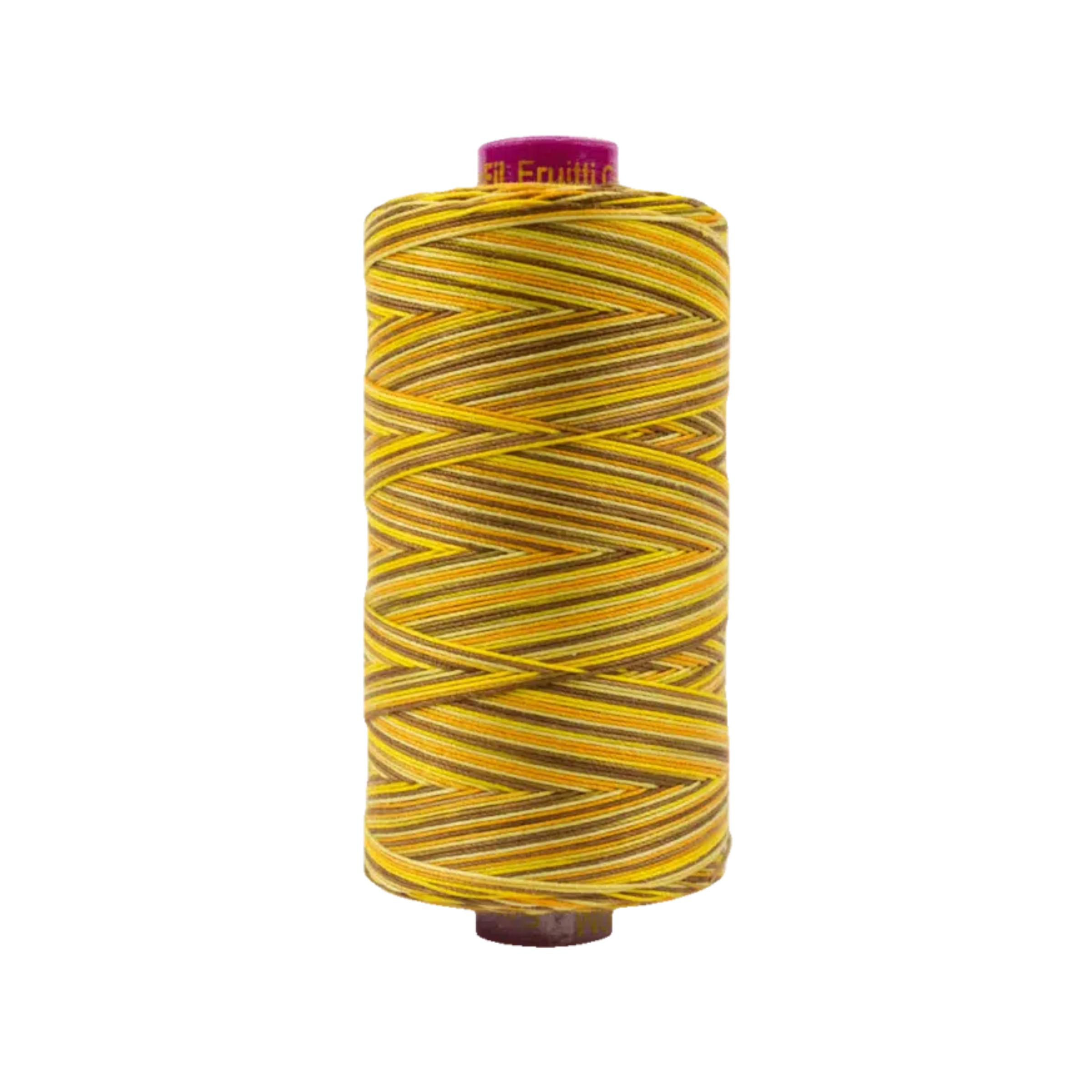Spool of Fruitti Sunflower FT4-06 12wt variegated Egyptian cotton thread featuring bright golden yellow and warm sunflower tones with soft color variation.