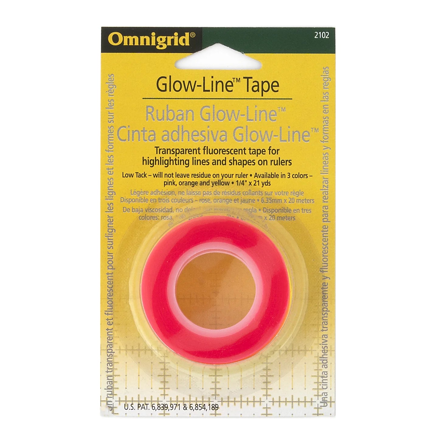 Omnigrid Glow-Line Tape packaging with a yellow background