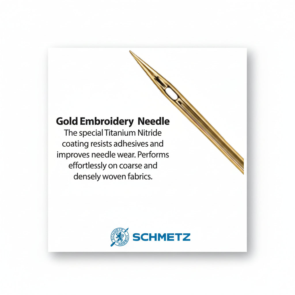 Schemtz gold embroidery Needle upclose