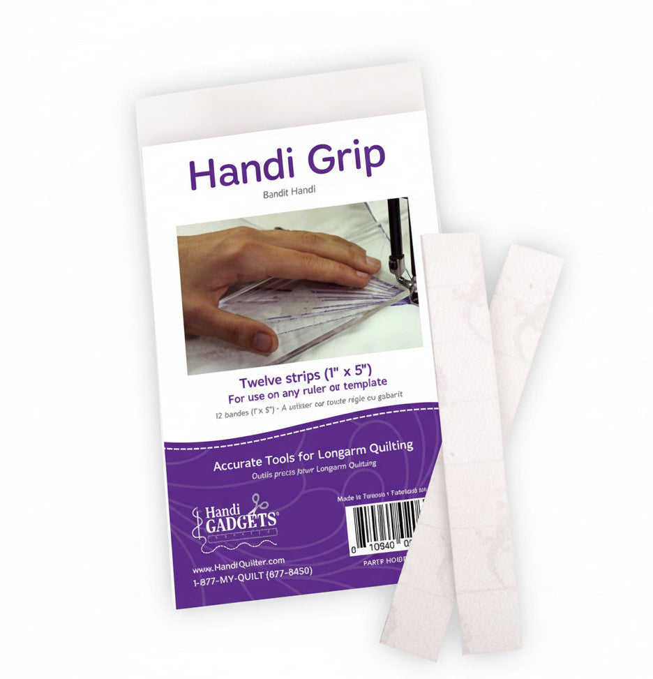 Handi Grip product packaging with white strips on a white background