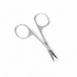 Pair of silver scissors on a white background