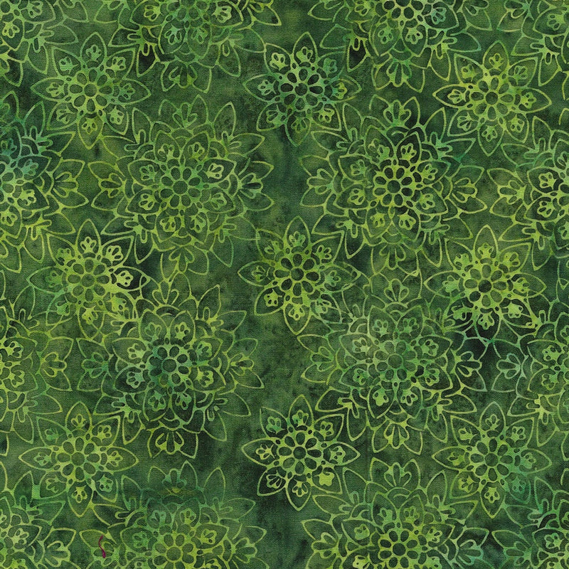 Mosaic Flower Green - Batik  3 Yard Bundle