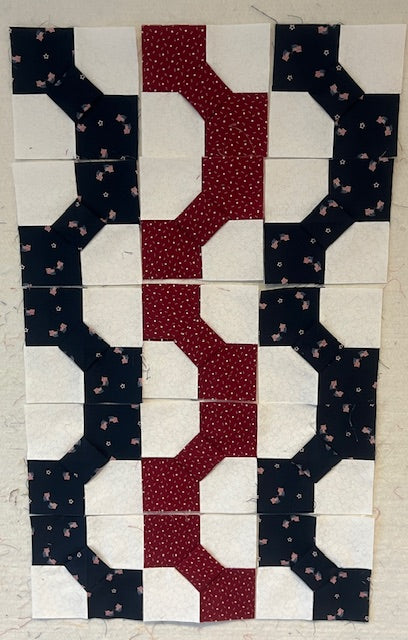 Bow Tie Block Tablerunner  Pattern and Fabric Kit