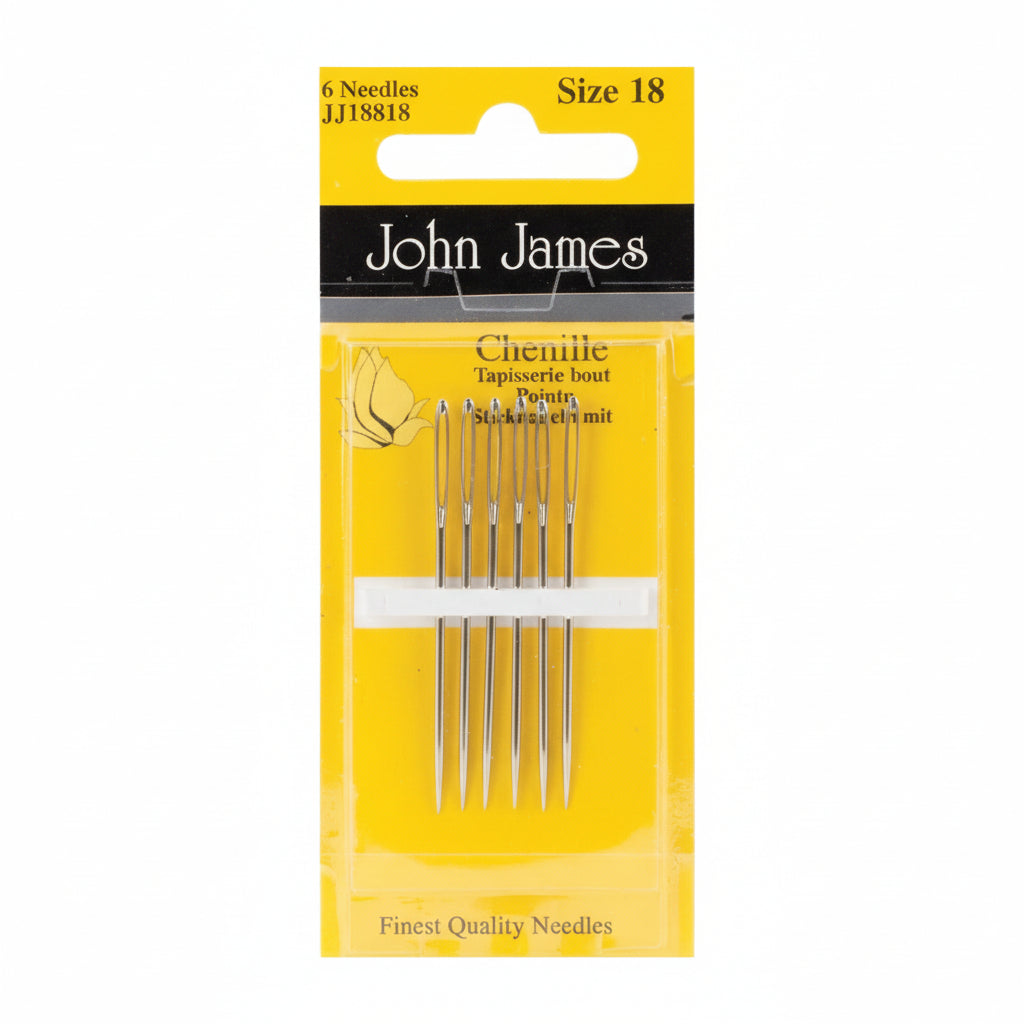 Pack of John James needles with yellow background
