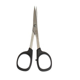 Pair of scissors with black handles on a white background