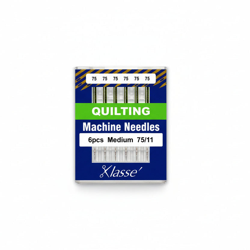 Box of Klasse quilting machine needles on a white background