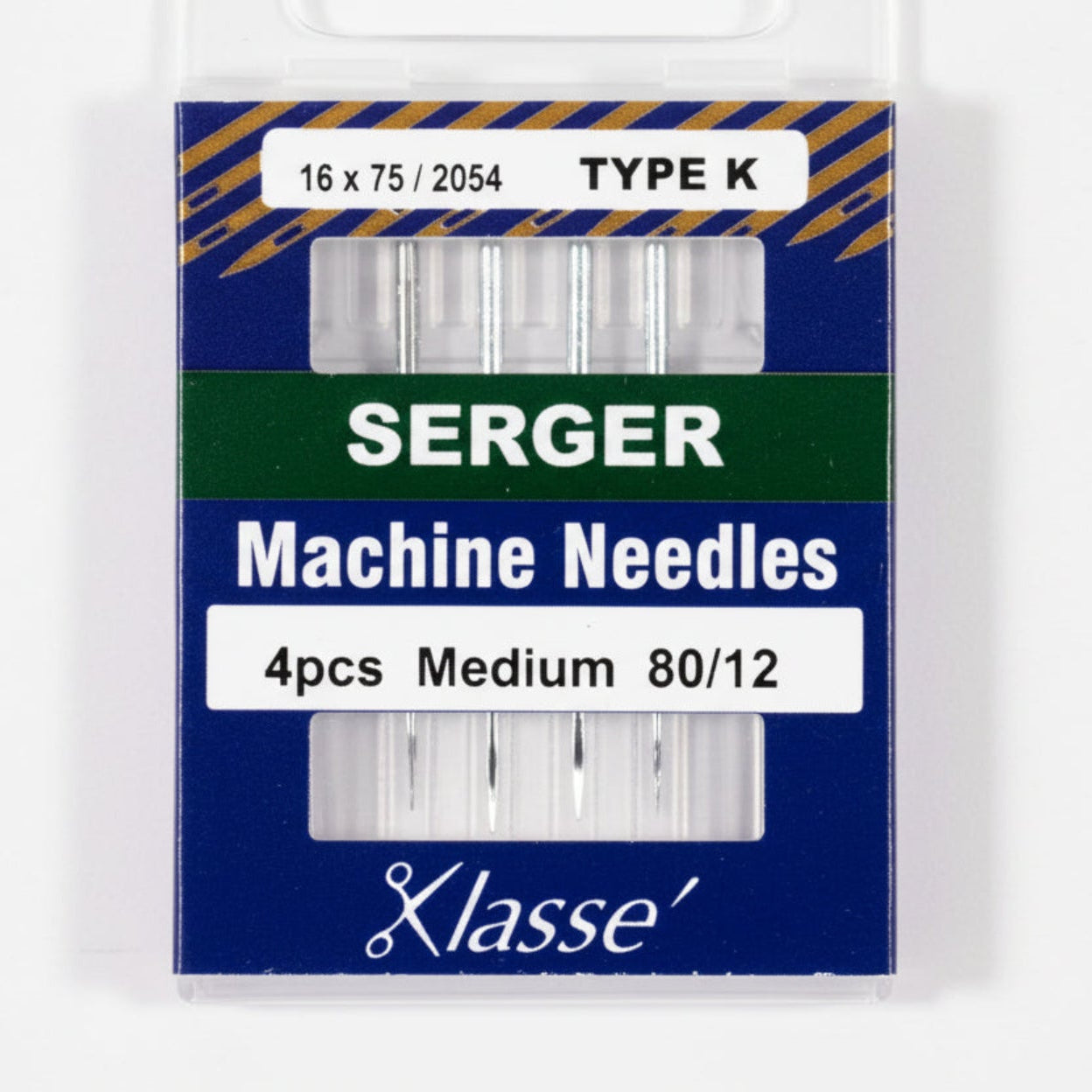 Klasse serger machine needles packaging on a white background