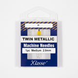 Klasse twin metallic machine needles packaging on a white background