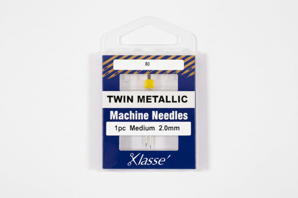 Klasse twin metallic machine needles packaging on a white background