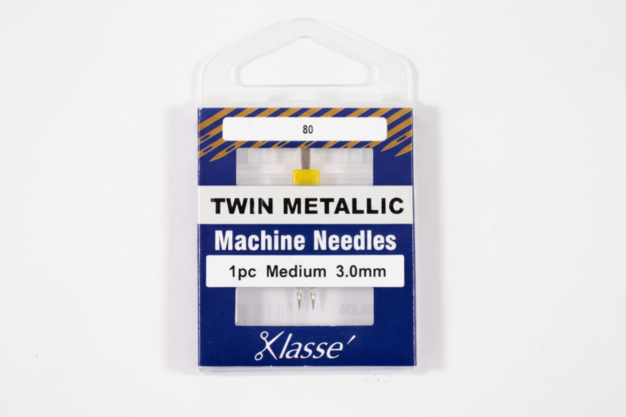 Klasse twin metallic machine needles packaging on a white background