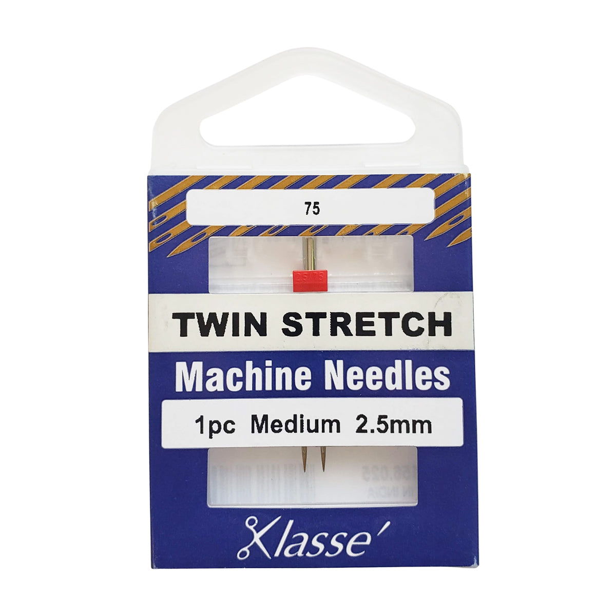 Klasse twin stretch machine needles packaging on a white background