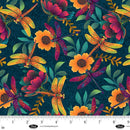 Luminous Haven Dragonflysand Flowers Ocean Blue