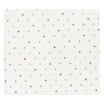 Pattern of small red, blue, and gray dots on a white background sashing