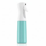 Spray bottle with white top and turquoise body on a white background