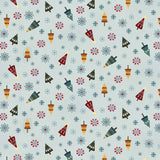Nordic Holiday Village Tossed Trees 3608-17 Ice Blue Multi