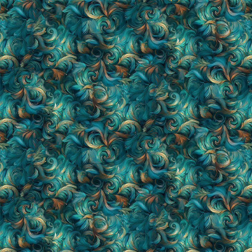 Teal and gold decorative pattern