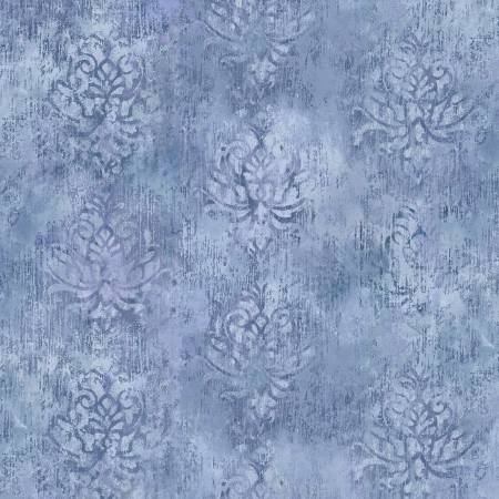 Fat Back 108'' Palazzo Distressed Damask Blue PALW05585-B