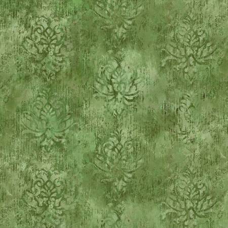 Fat Back 108'' Palazzo Distressed Damask Green PALW05585-G