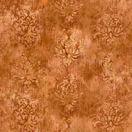 Fat Back 108'' Palazzo Distressed Damask Rust PALW05585-I