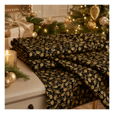 Poinsettias at Christmas Holly Black Foil CF17636-Black