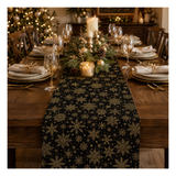 Poinsettias at Christmas  Snowflakes Black Foil CF17635-Black