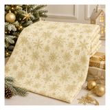 Poinsettias at Christmas Snowflakes Cream Foil CF17635-Cream