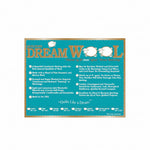 Advertisement for Quilters Dream Wool batting with text and product details on a teal background.