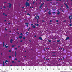 Magenta fabric with abstract pattern and measurement scale at the bottom