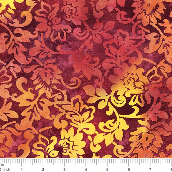 Floral Multi-Orange Burgundy - 5 Yard Bundle